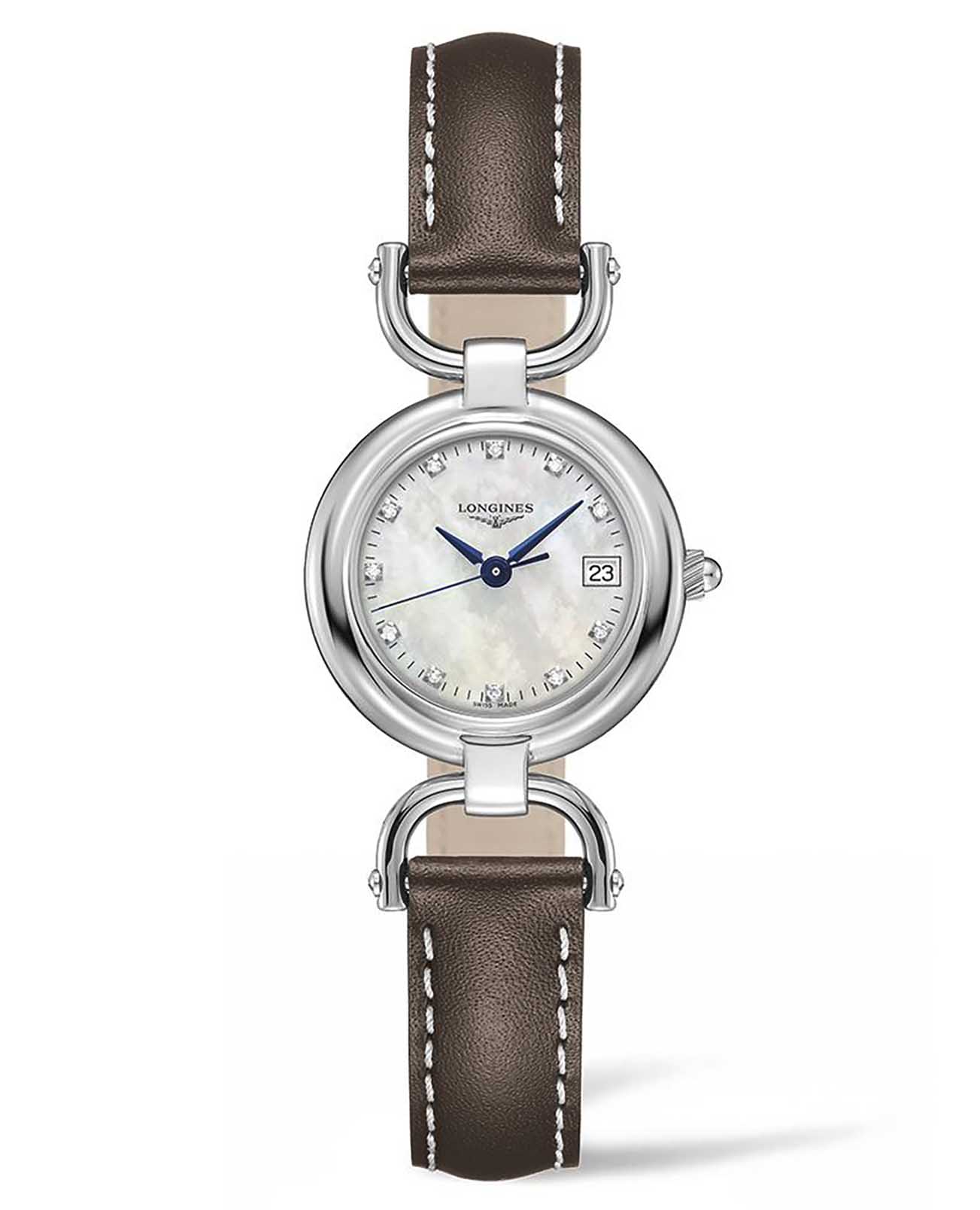 Longines Longines Equestrian Collection L6.130.4.87.2  L61304872 кварцевые женские часы белый циферблат, браслет кожаный — вид спереди